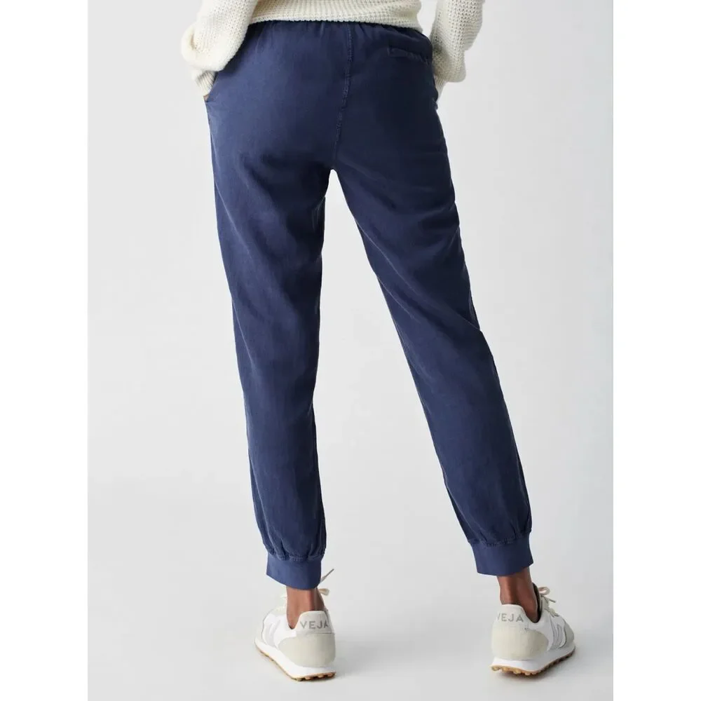 Faherty Arlie Day Pant in Navy Pants Jogger Linen Tencel Cotton Size XS
